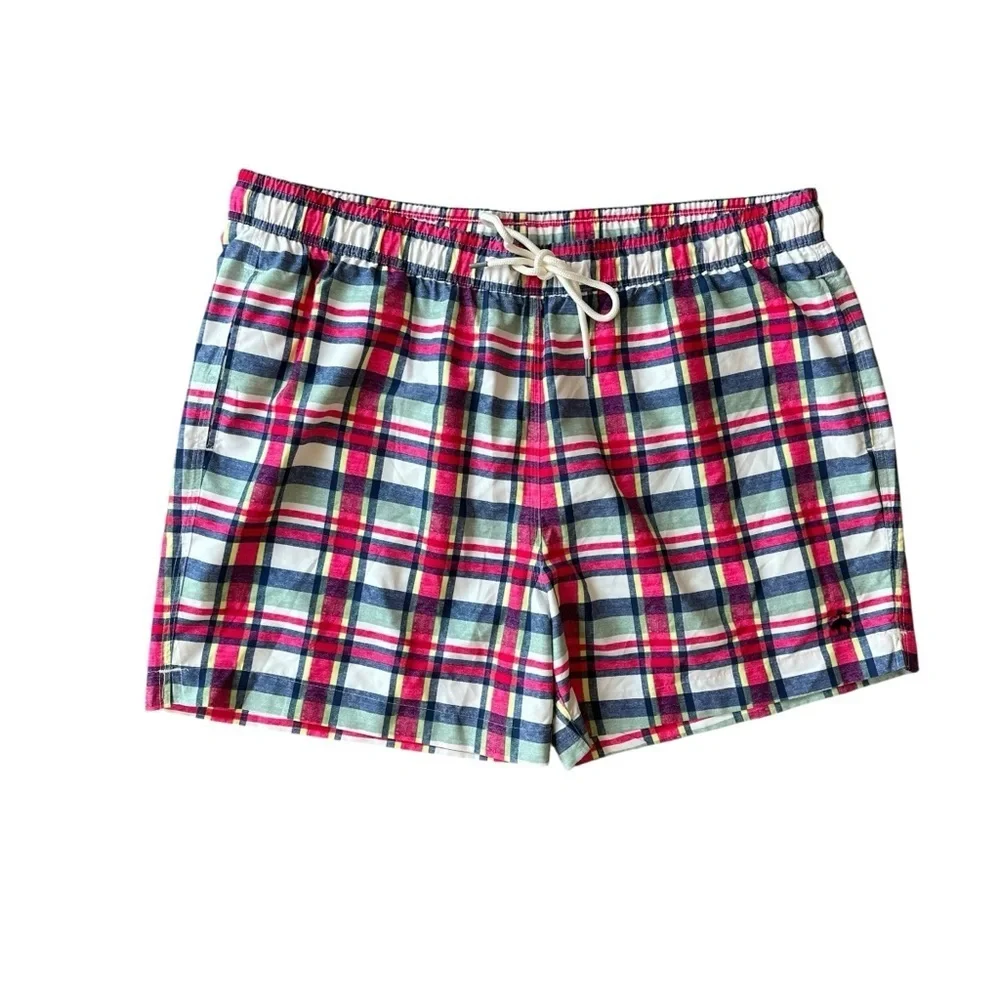 NEW Brooks Brother's Mens XL Plaid Drawstring Swimming Lined Preppy Short Trunks
